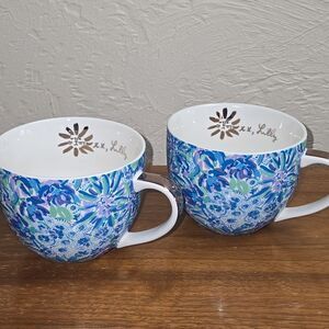 LILLY PULITZER HIGH MAINTENANCE BLUE FLORAL COFFEE MUG SET